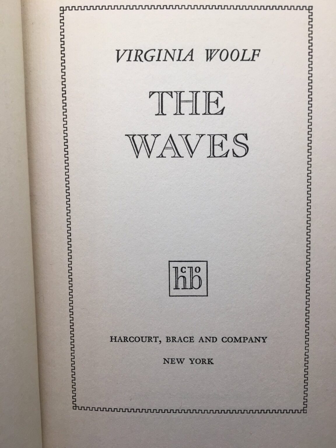 Virginia Woolf Waves First American Edition Harcourt Brace 1931