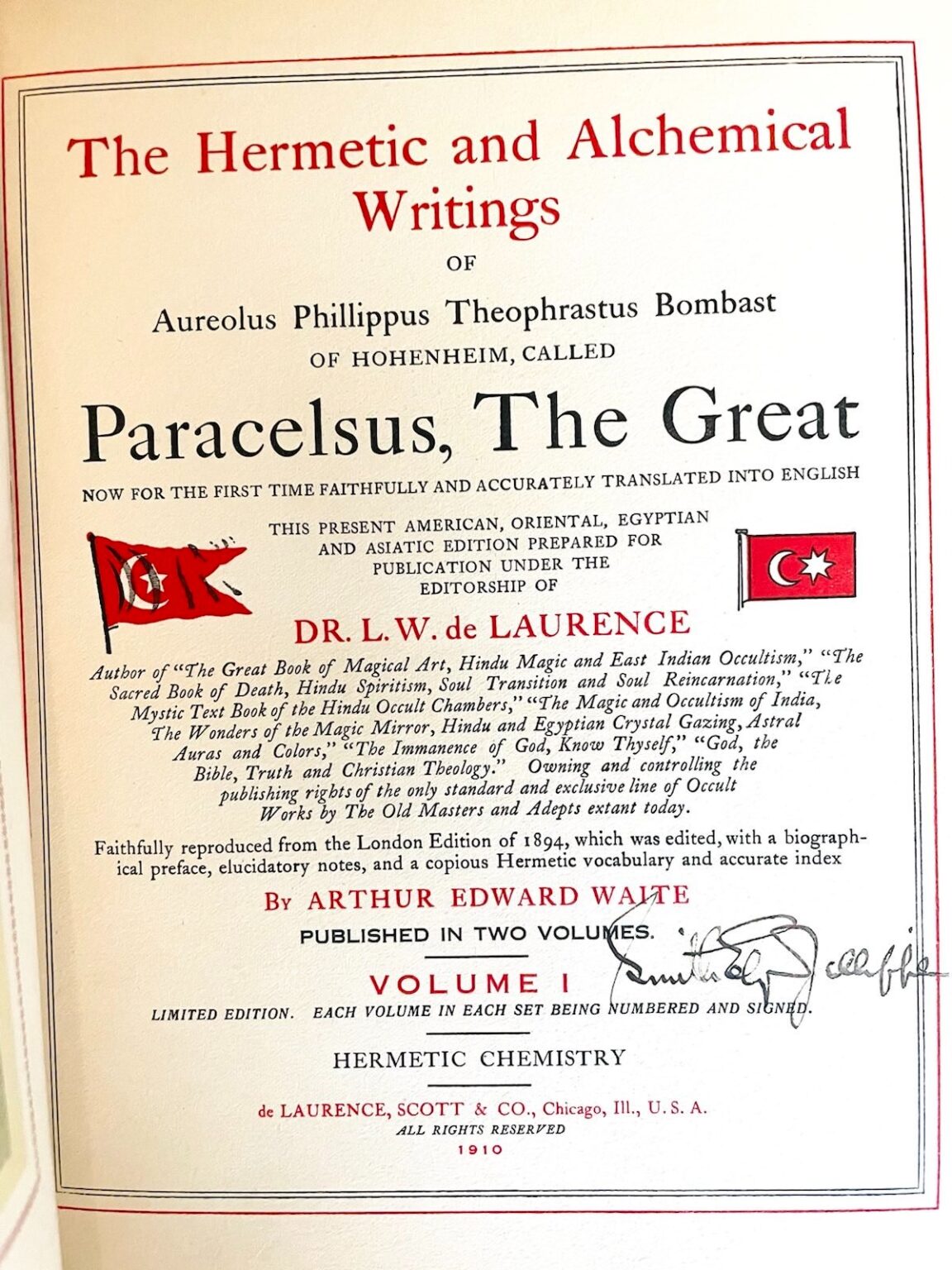 AE Waite Delaurence Hermetic Alchemical Paracelsus Ely Smith Jelliffe Herbert Silberer Alchemy