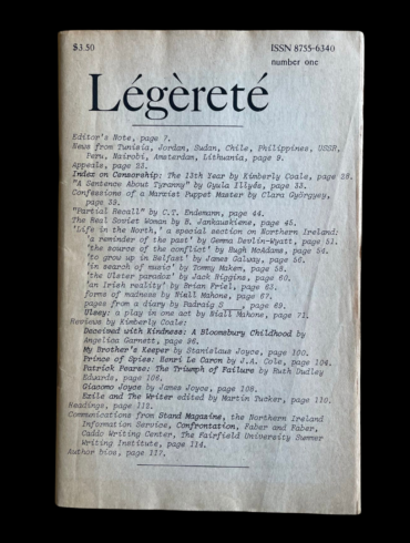 Légèreté Legerete No 1 Daphne Alabama 1985 Kimberley Coale Legerete International Writers Union Northern Ireland