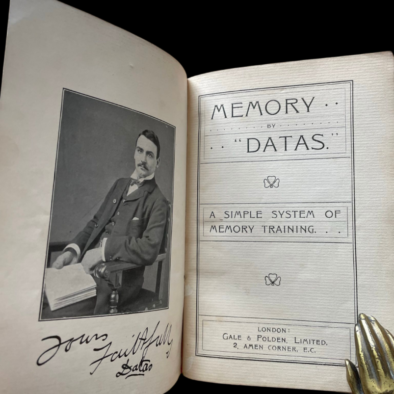 Datas Memory Simple System Memory Training 1904 First Edition William John Bottell Mentalist Mentalism Performer