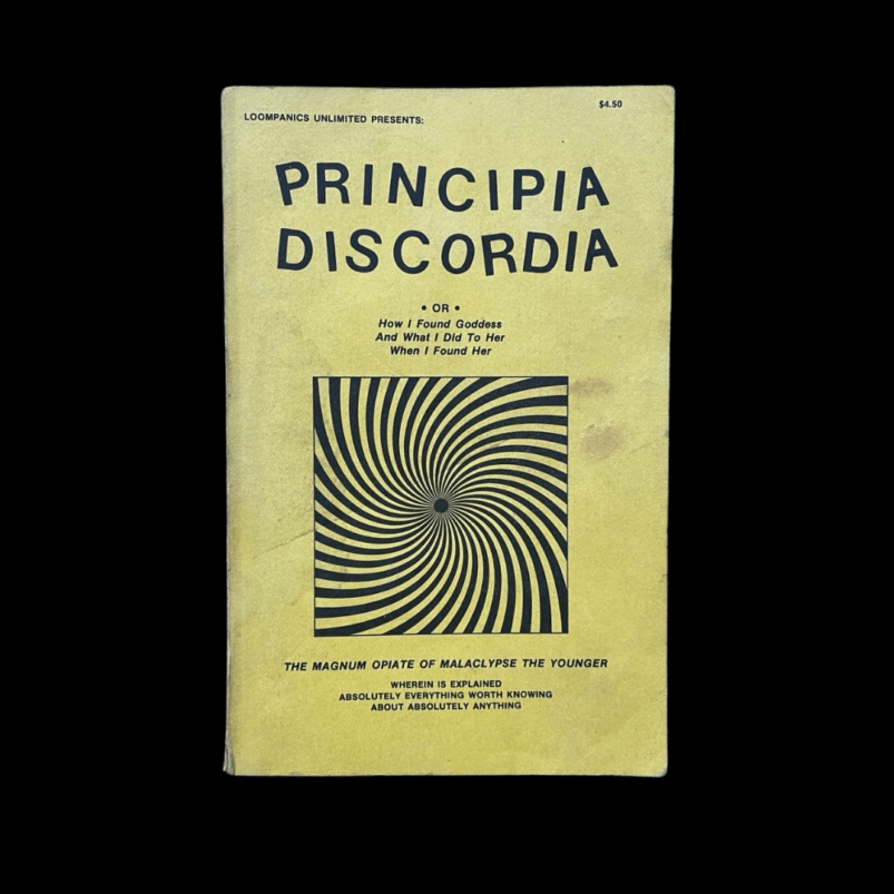 Principia Discordia Loompanics Edition Yellow Spiral Cover Robert Anton Wilson Discordianism Malaclypse The Younger Kerry Thornton