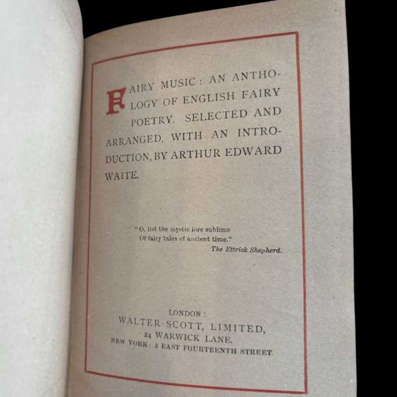 AE Waite Arthur Edward Elfin Music Fairy Music Poetry Collection Walter Scott Limited 1888